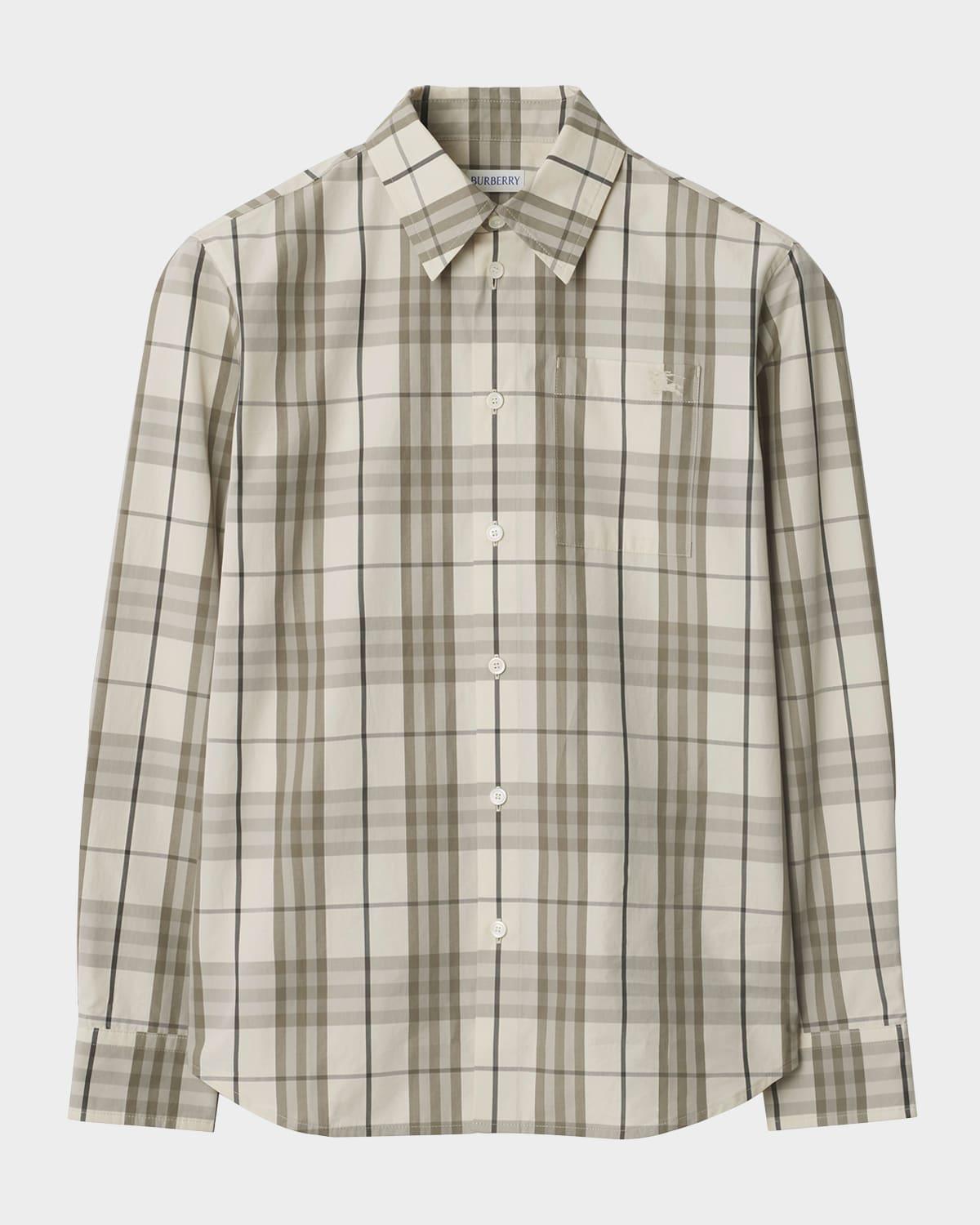 check cotton button-down shirt