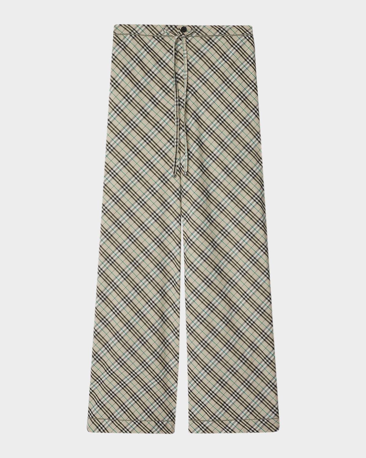 check cotton straight-leg pajama pants