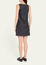 check denim sleeveless mini dress