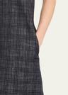 check denim sleeveless mini dress