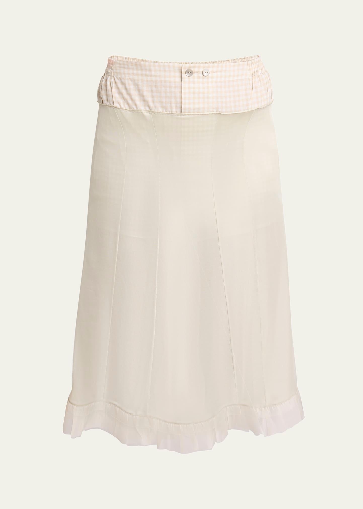 check hybrid midi skirt