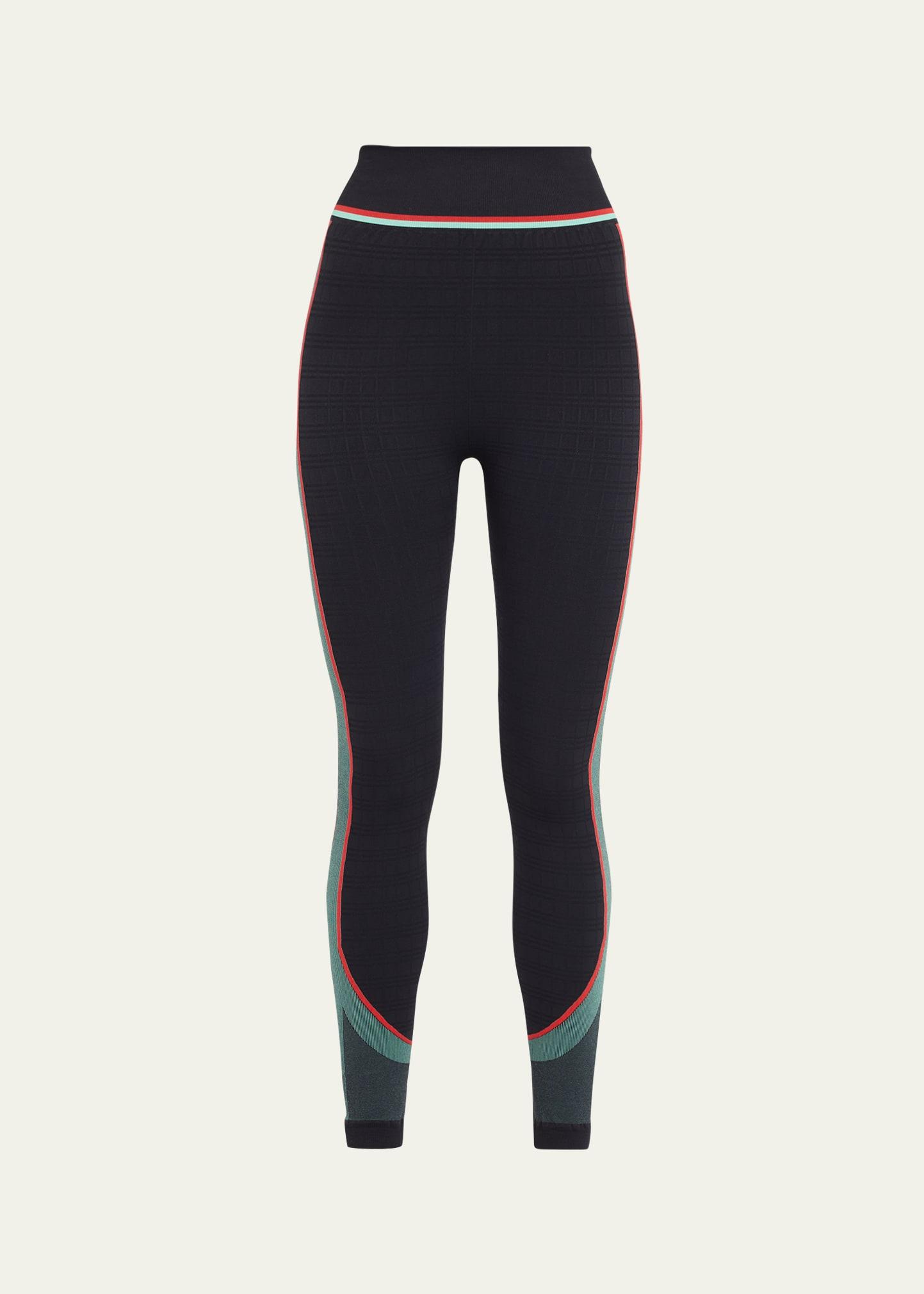 check jacquard seamless leggings
