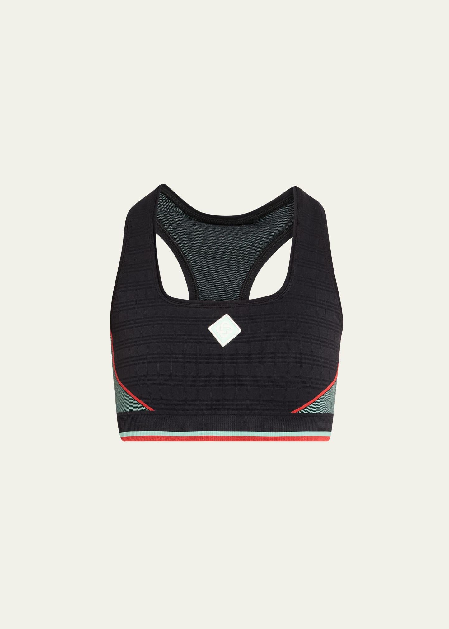 check jacquard seamless sports bra