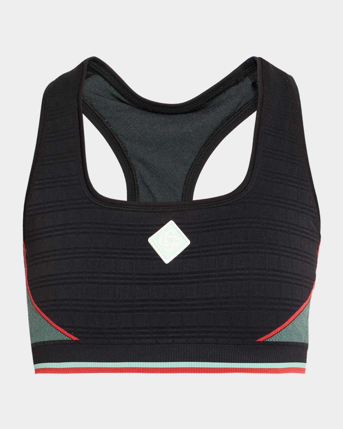 check jacquard seamless sports bra