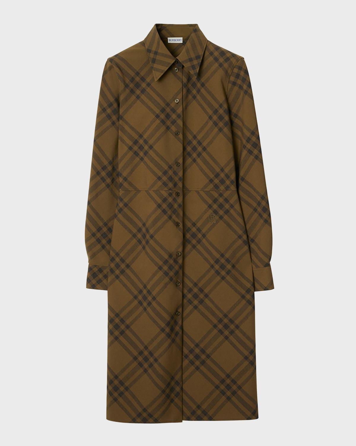 check long-sleeve shirtdress