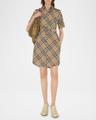check short-sleeve belted mini shirtdress