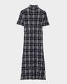 check short-sleeve crinkle midi dress