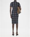 check short-sleeve crinkle midi dress