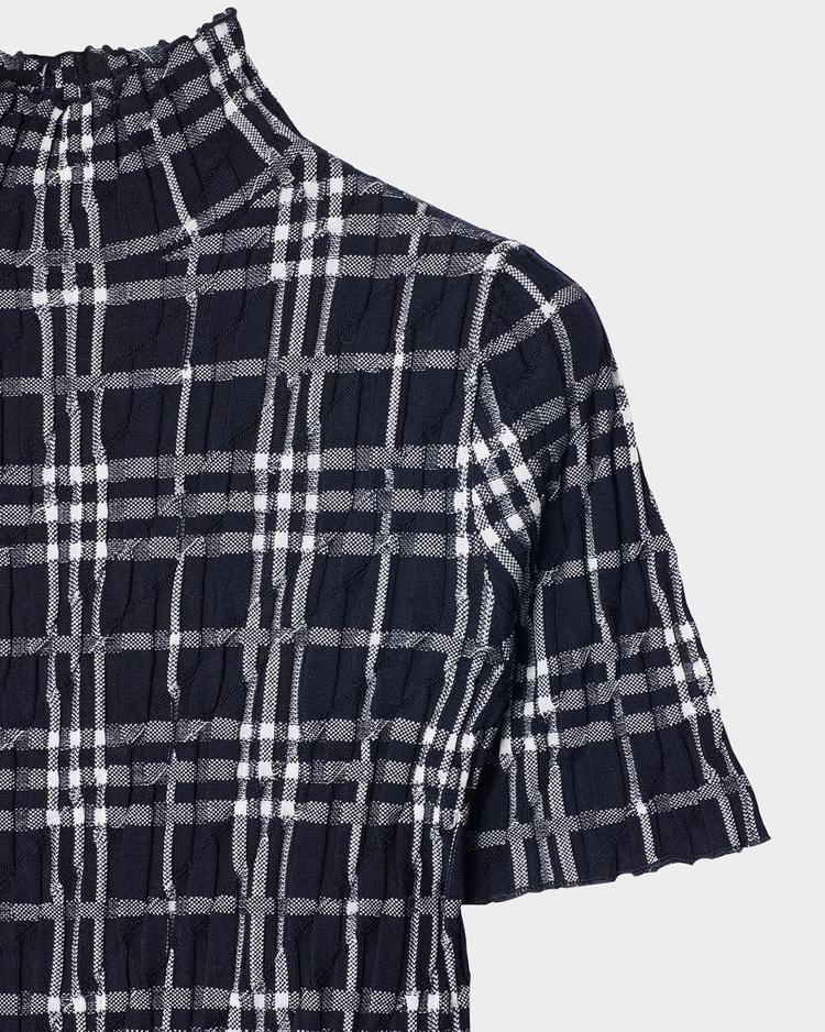 check short-sleeve crinkle midi dress