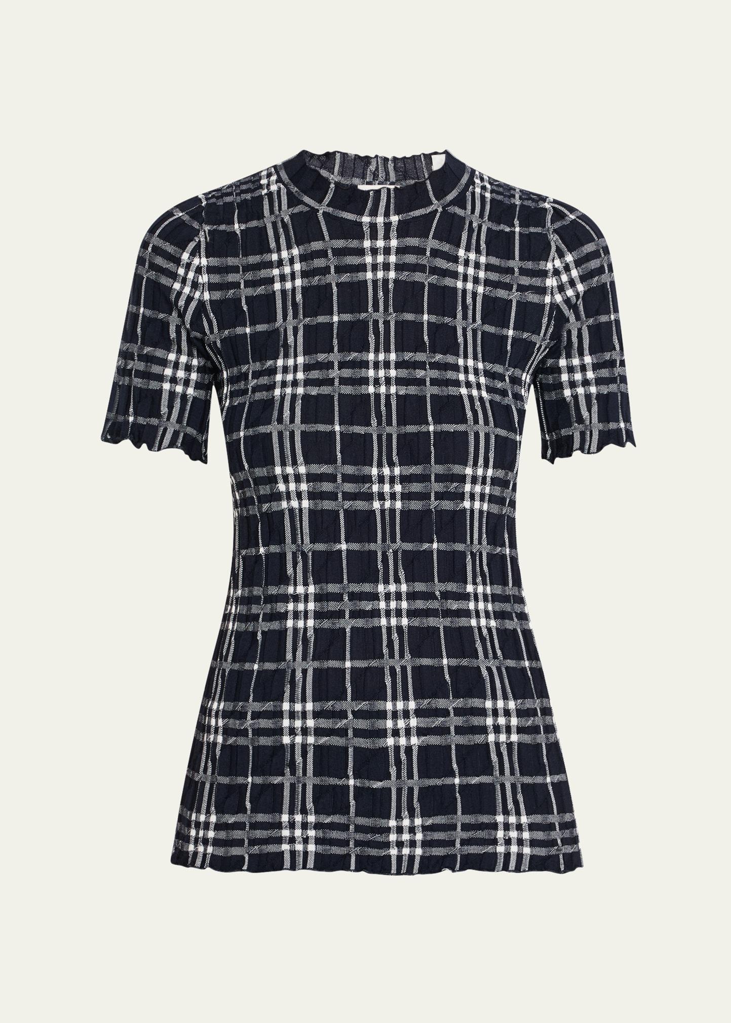check short-sleeve crinkle top