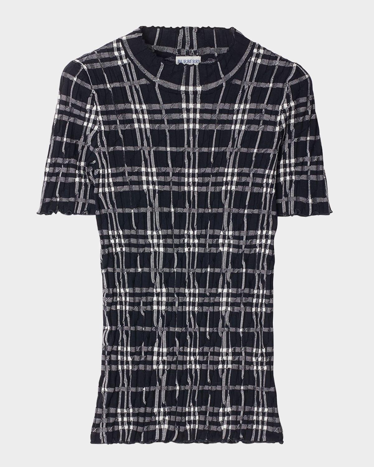 check short-sleeve crinkle top