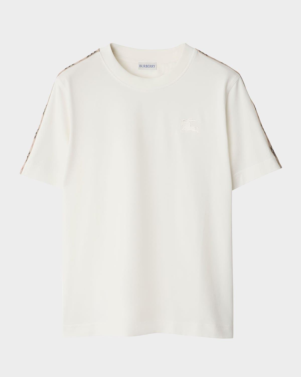 check shoulder-stripe ekd short-sleeve t-shirt