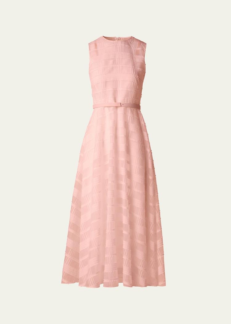 check silk organza midi dress