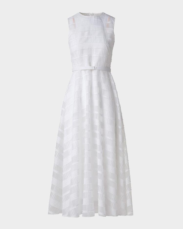 check silk organza midi dress