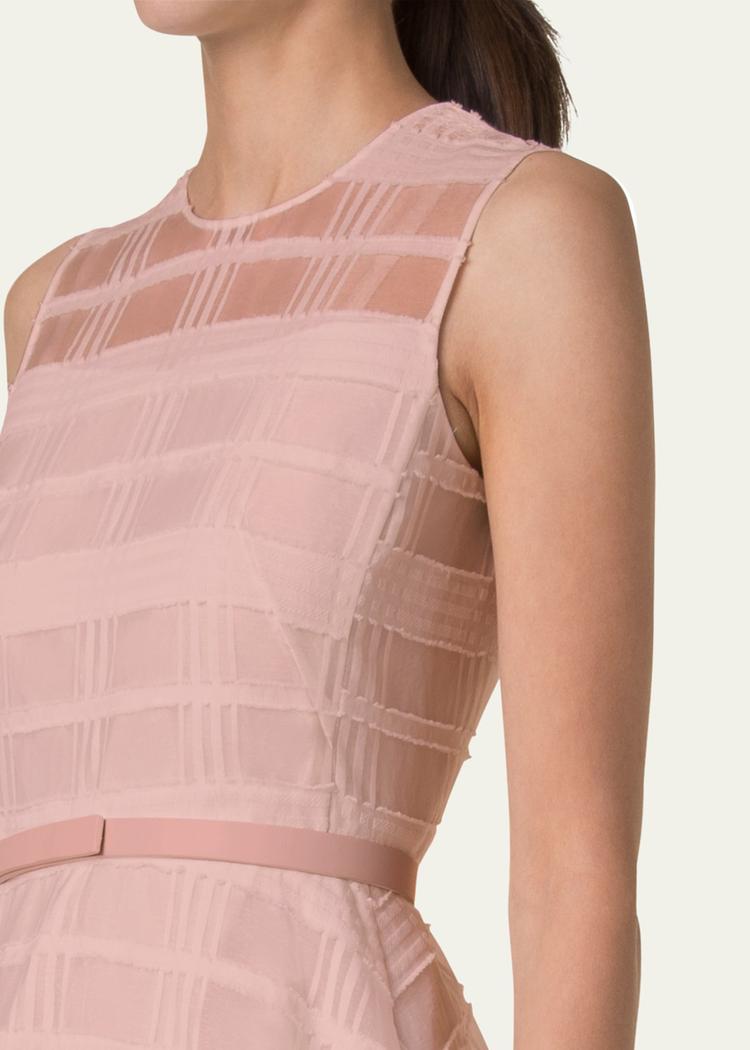 check silk organza midi dress