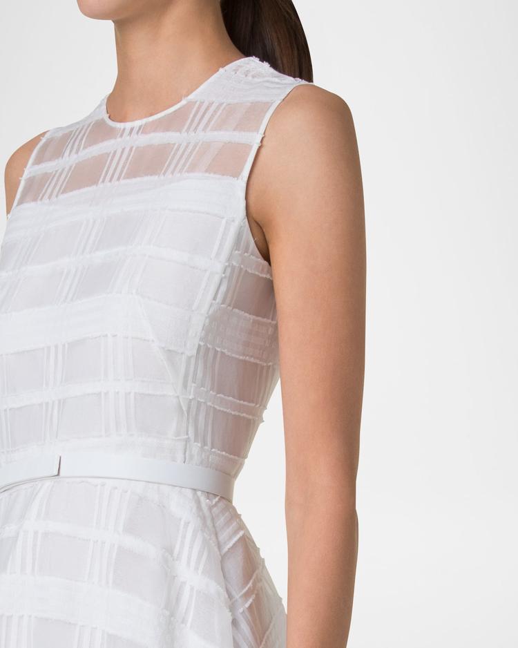 check silk organza midi dress