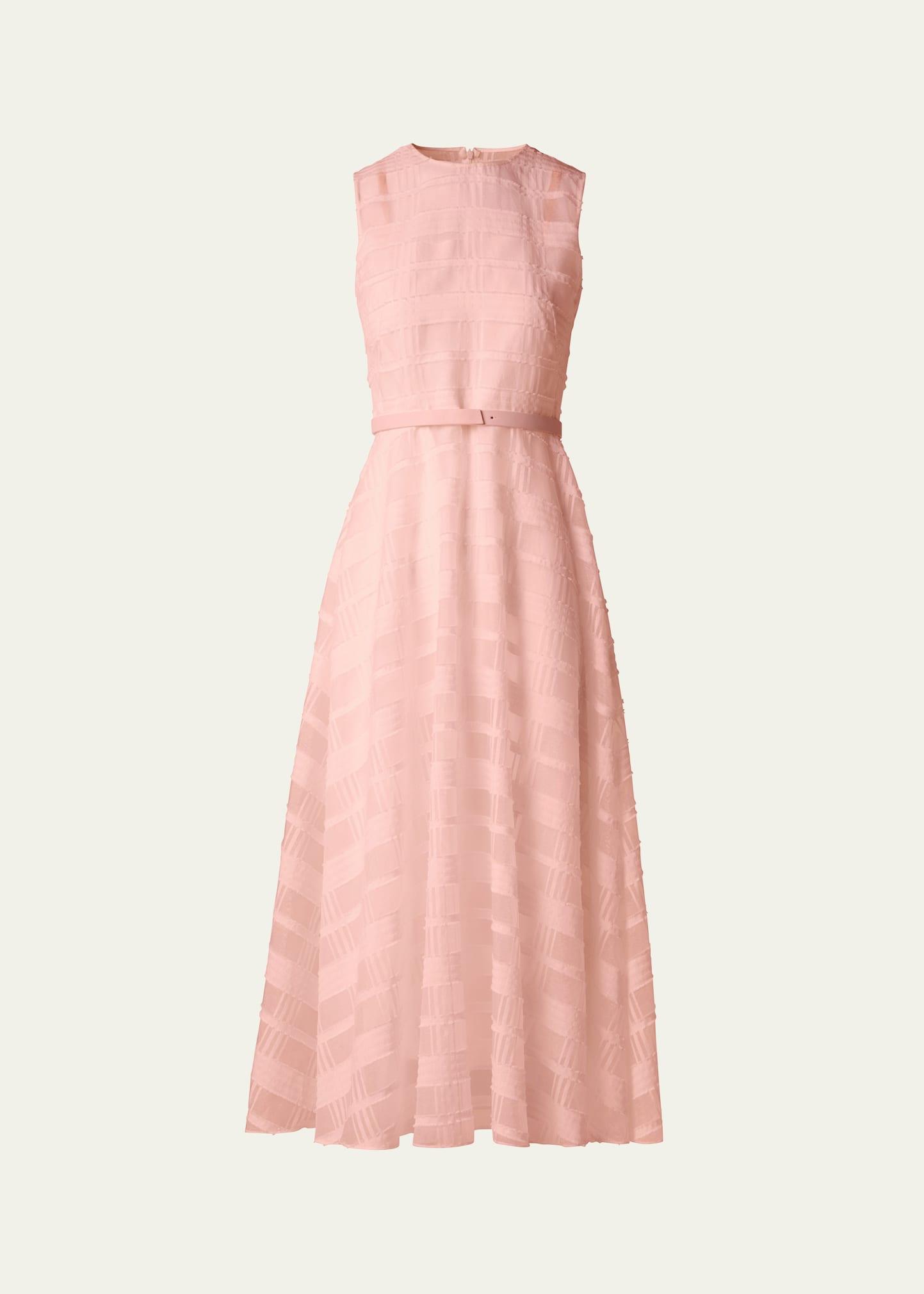 check silk organza midi dress