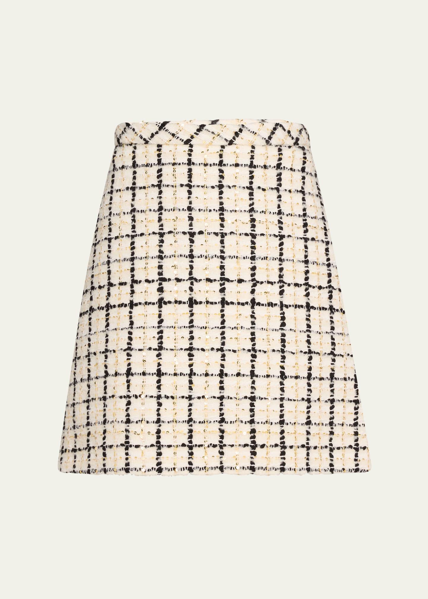 check tweed mini skirt