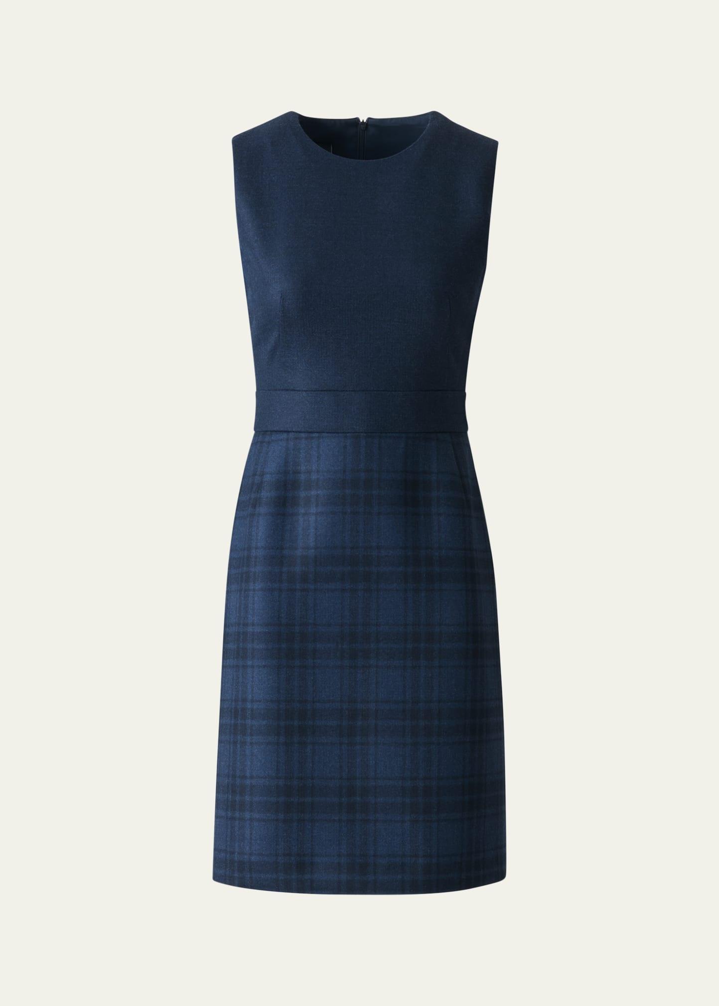 check wool double-face sleeveless a-line dress