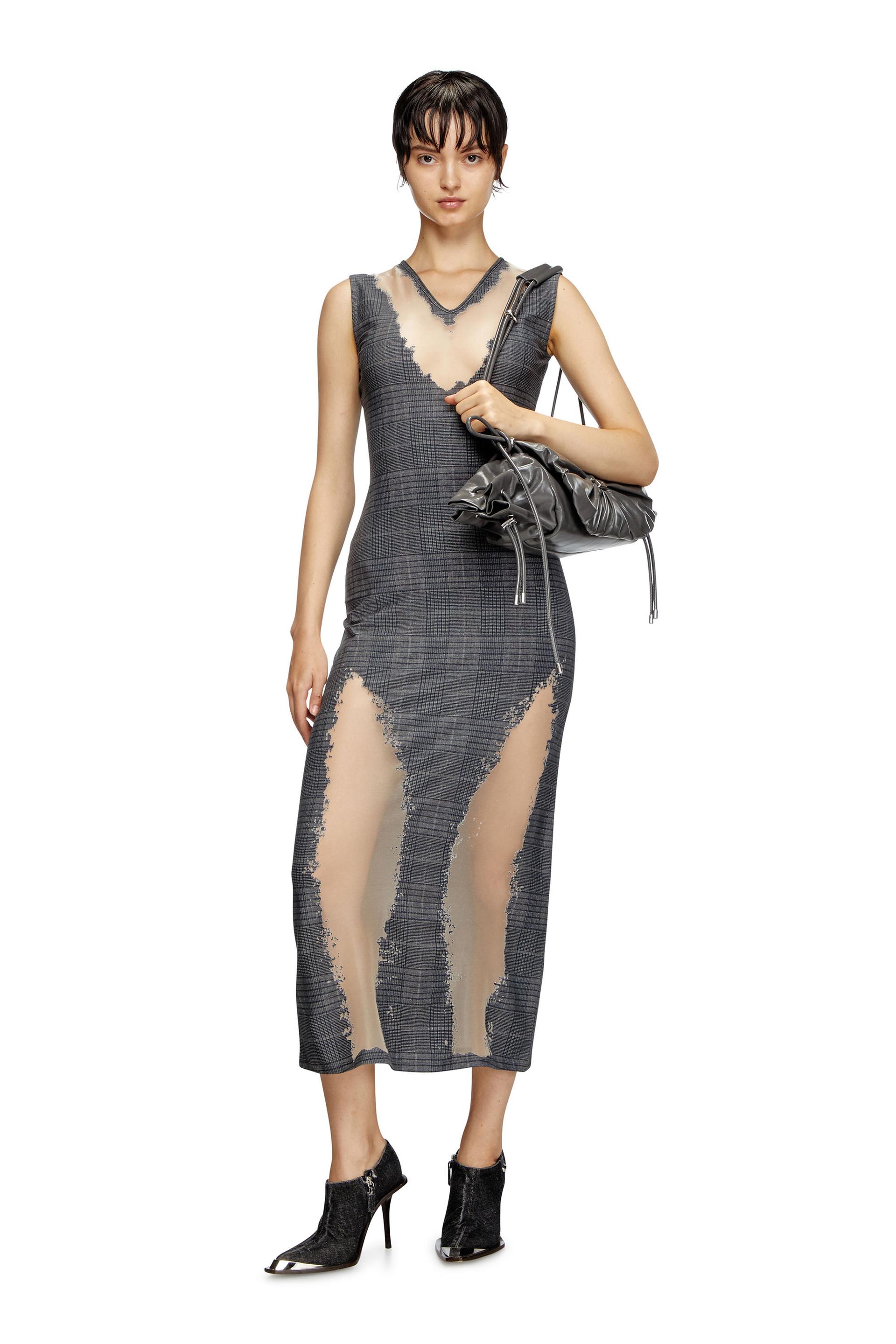 checked dress with devoré sweat stains