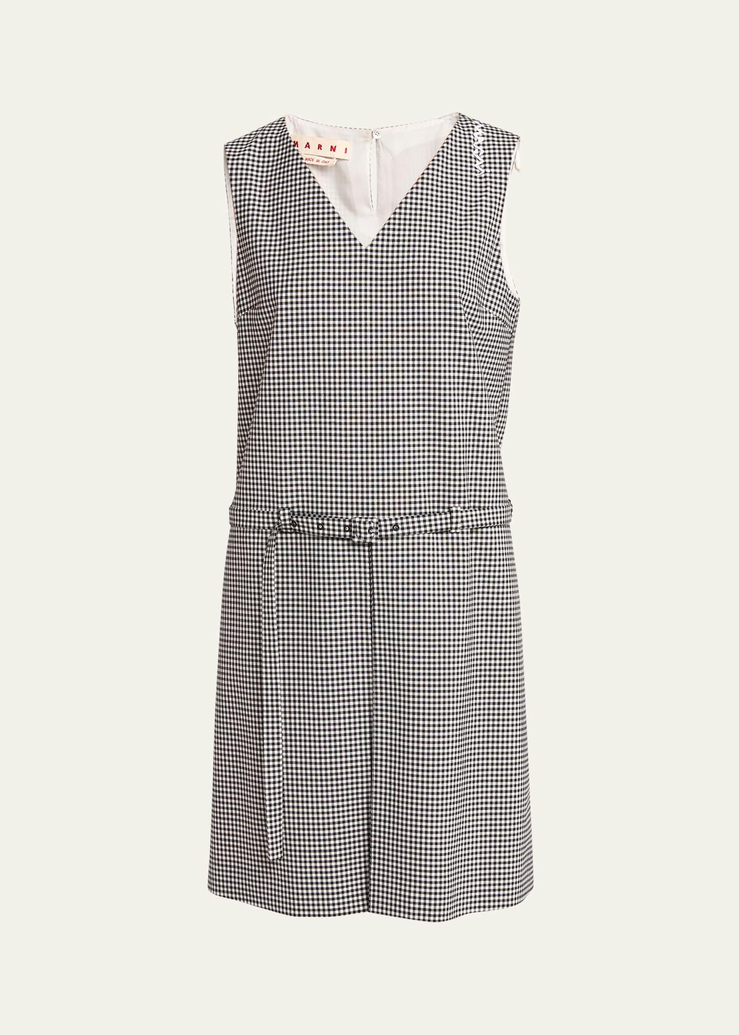 checker belted mini dress