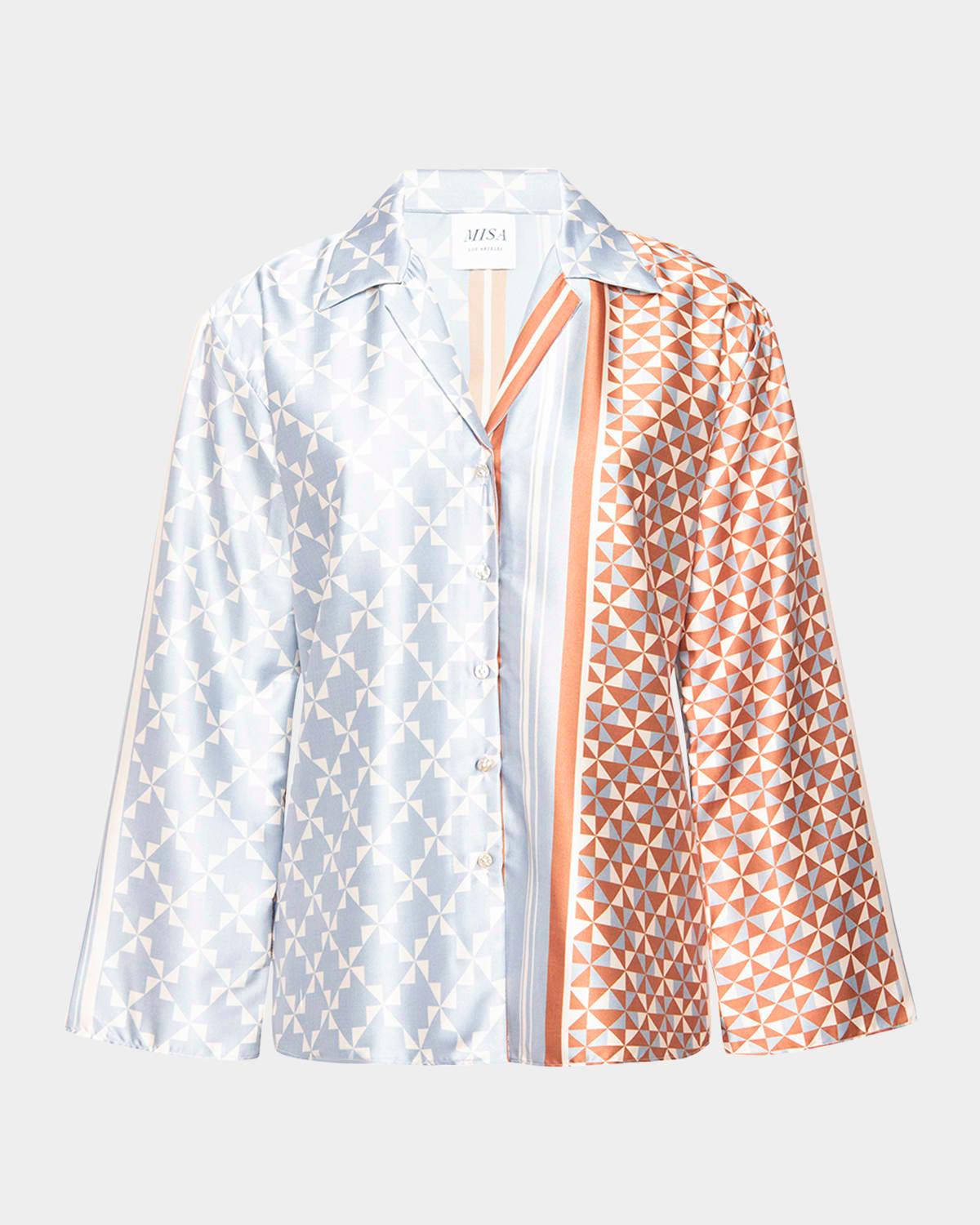 checkered tile isme button-front shirt