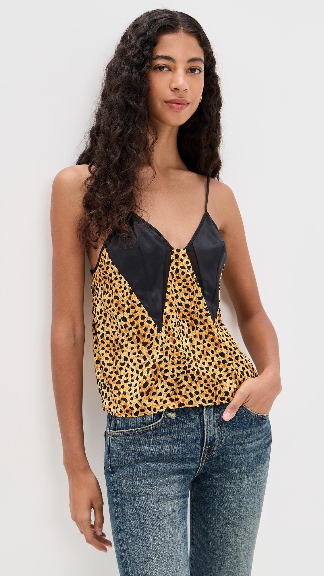 cheetah allover silk slip camisole