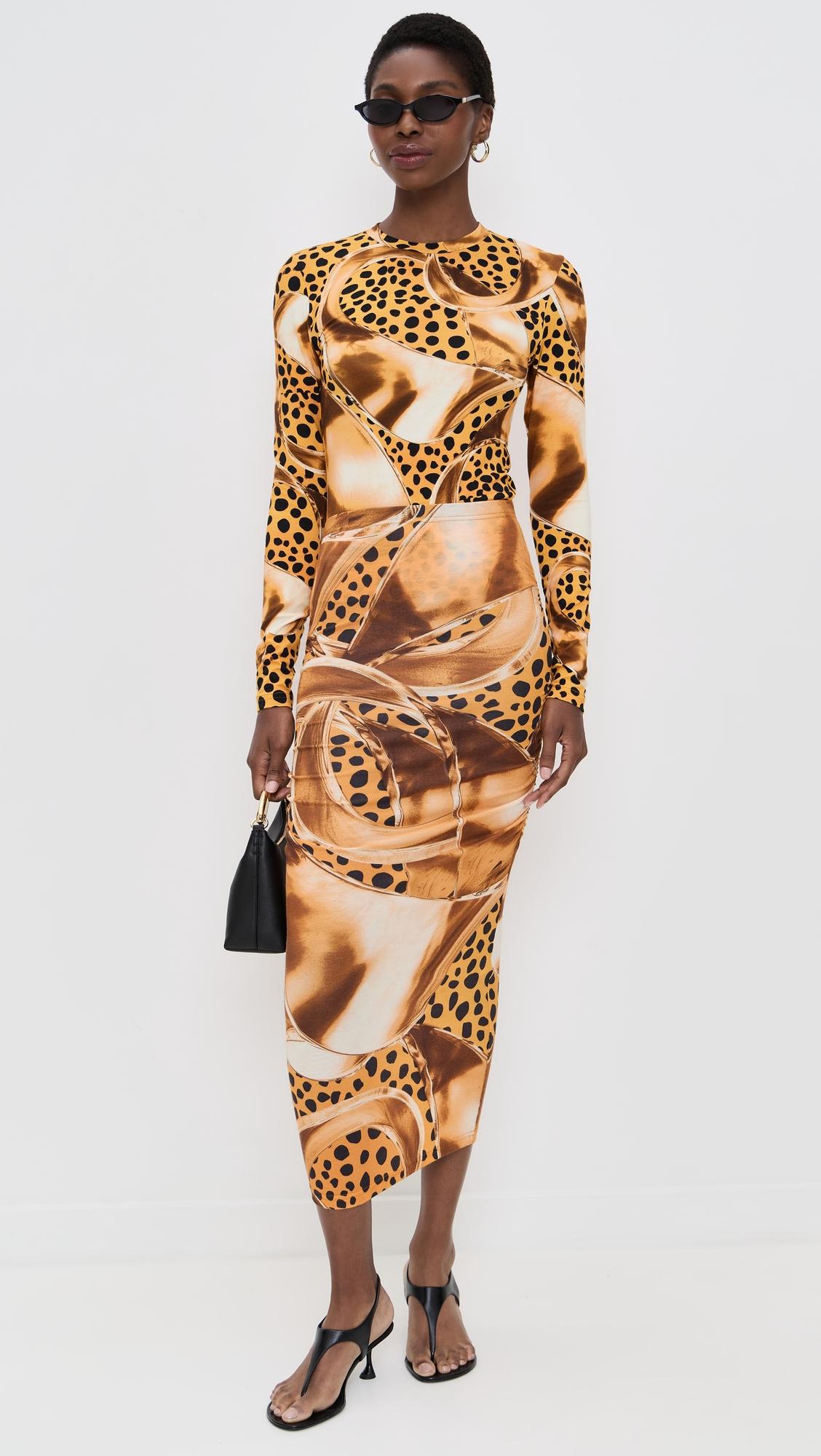 cheetah dot python knit maxi skirt