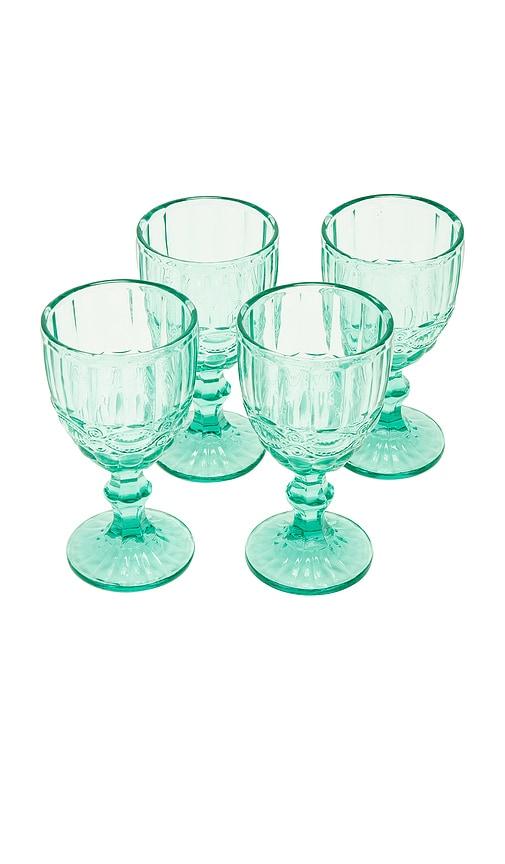 chefanie teal stem glasses set of 4 in teal.