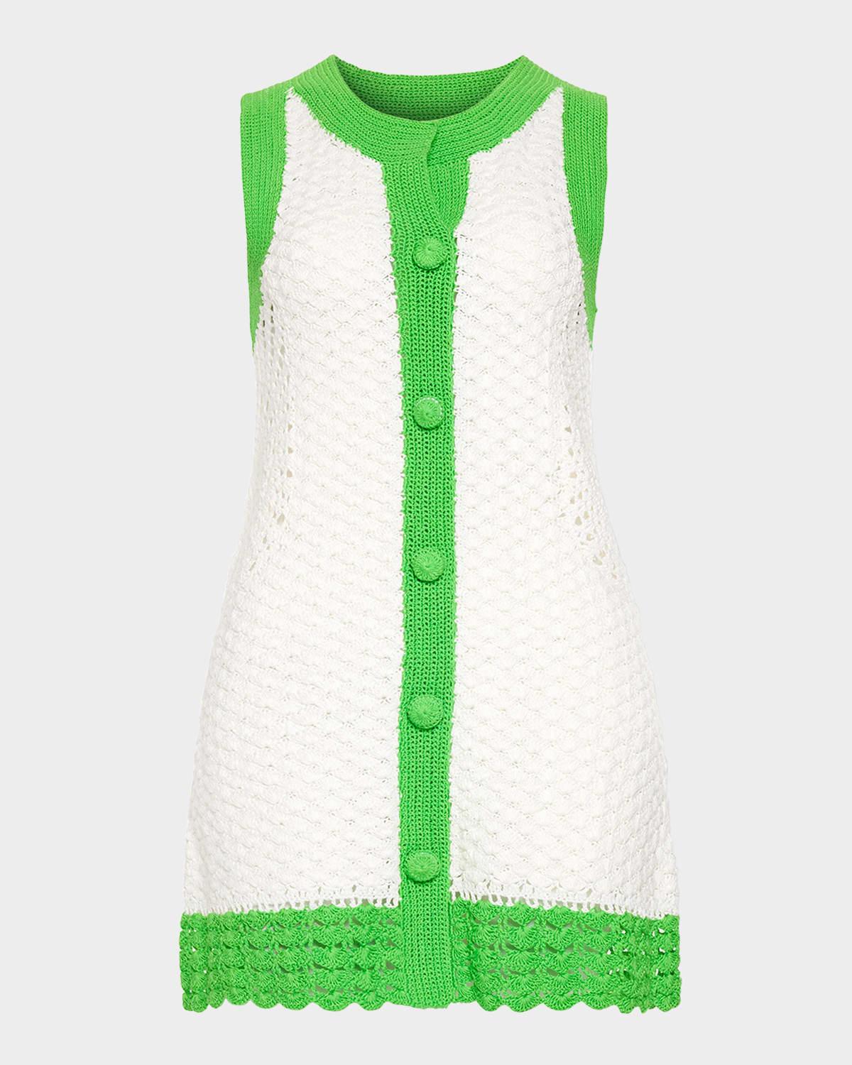 chelsea crochet button-front mini dress