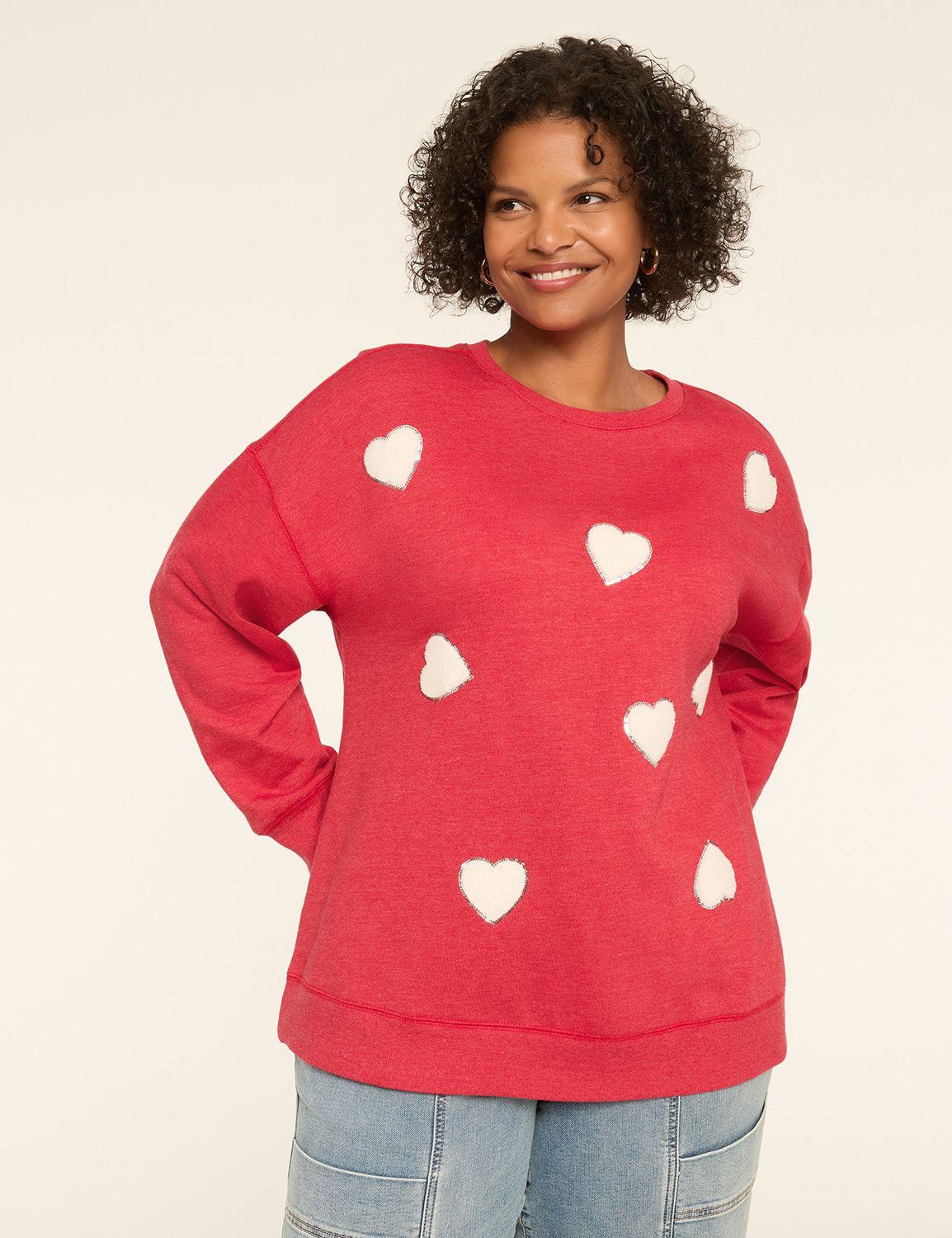chenille & sequin heart graphic sweatshirt