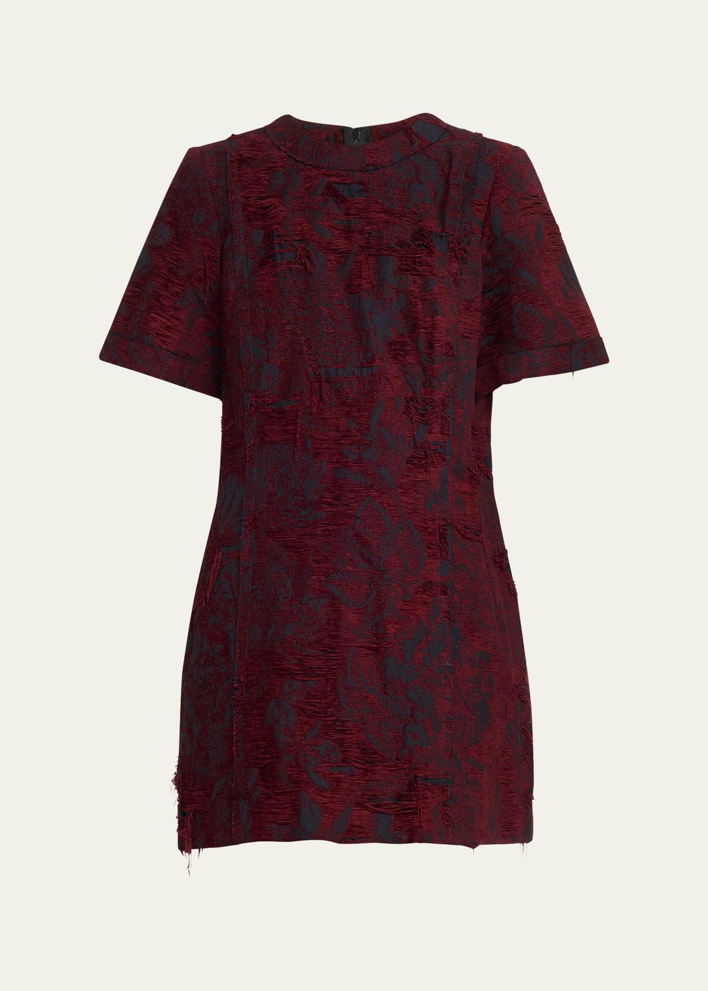 chenille jacquard mini shift dress