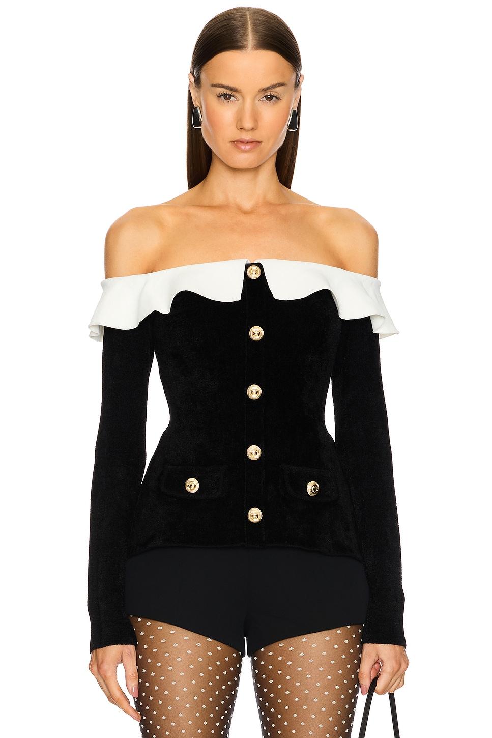 chenille knit off shoulder top