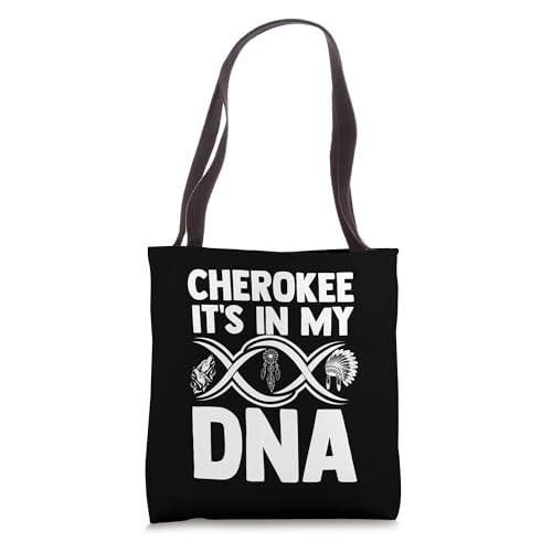 cherokee dna native american indian indigenous headdress tote bag