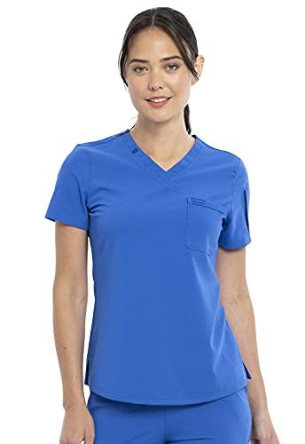 cherokee euphoria women scrubs top tuckable v-neck ck788a, xs, royal