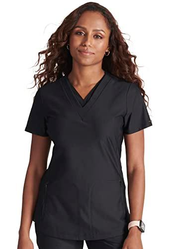 cherokee form women scrubs top v neck ck843, l, black