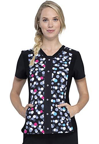 cherokee iflex women scrubs top v-neck knit panel ck657, s, two times the fun