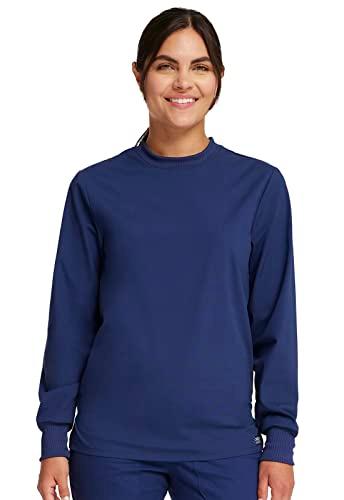 cherokee men & women scrubs top workwear professionals pocketless crew neck ww790, xs, navy