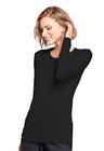 cherokee women's long sleeve knit shirt, black, x-large