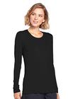 cherokee women's long sleeve knit shirt, black, x-large