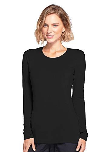 cherokee women's long sleeve knit shirt, black, x-large