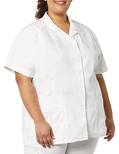 cherokee women's professional whites button front top, x-small