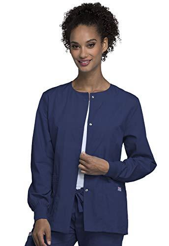 cherokee women's snap front warm up jacket, navy, x-large