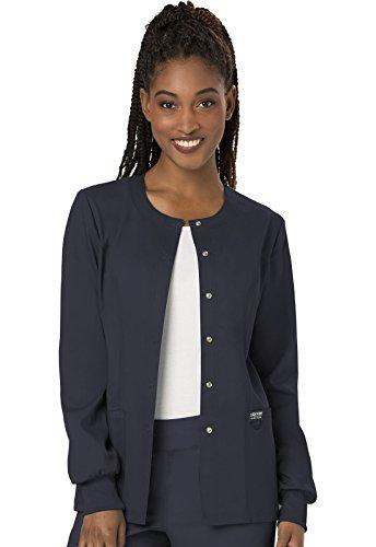 cherokee women's snap front warm-up jacket, pewter, xx-large