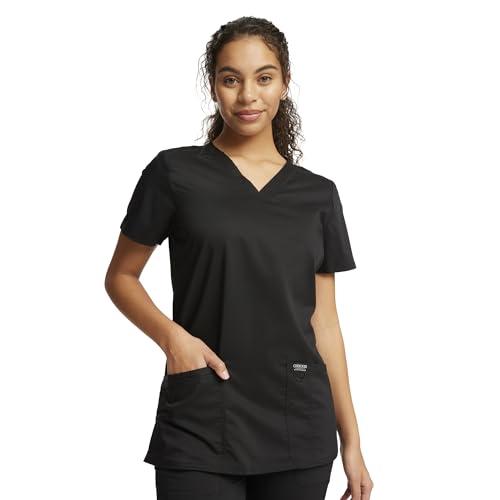 cherokee women's v-neck top, black, x-large