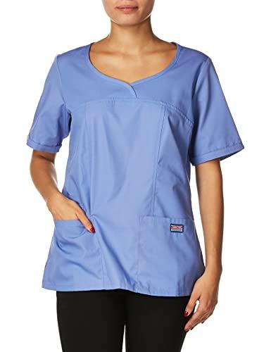 cherokee women's workwear scrubs v-neck top, ciel, x-large