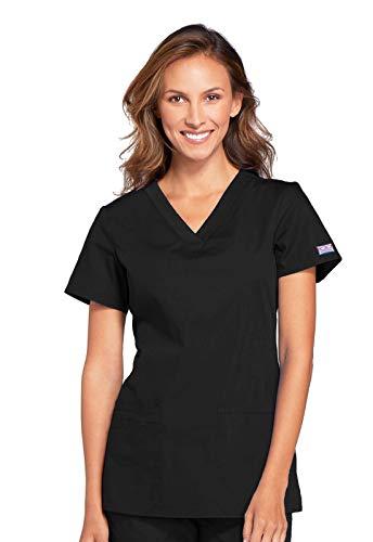cherokee womens v-neck top medical scrubs, black, xx-large plus
