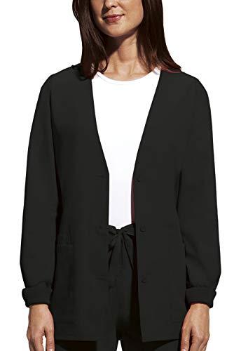 cherokee womens workwear cardigan warm-up medical scrubs jackets, black, x-small us