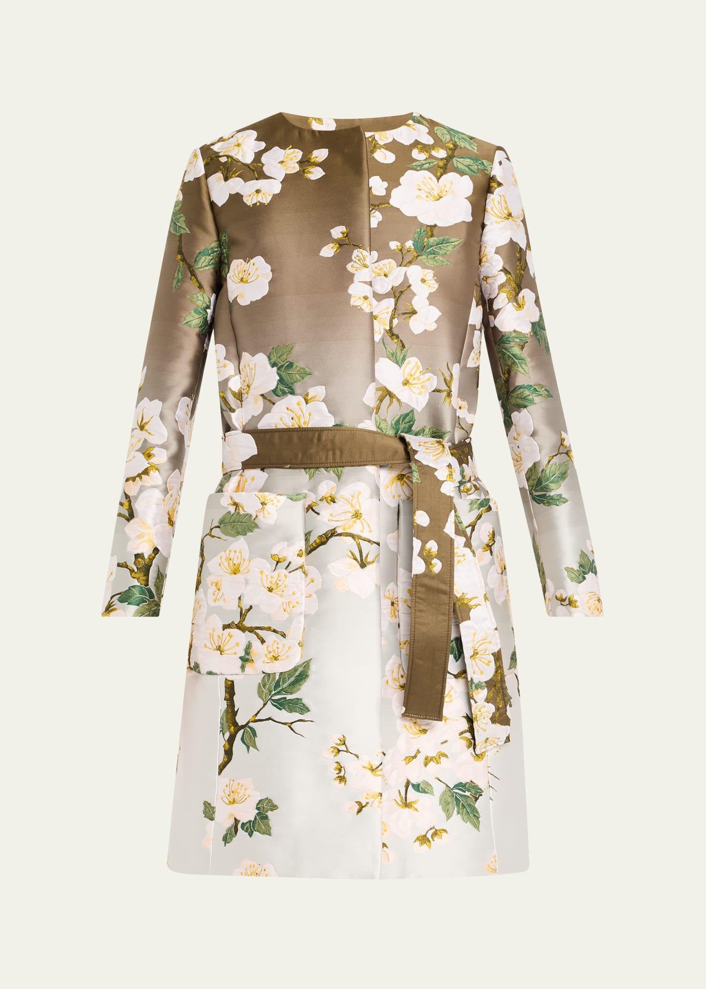 cherry blossom degrade jacquard tie coat