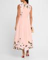 cherry blossom embroidered faille sleeveless cocktail dress